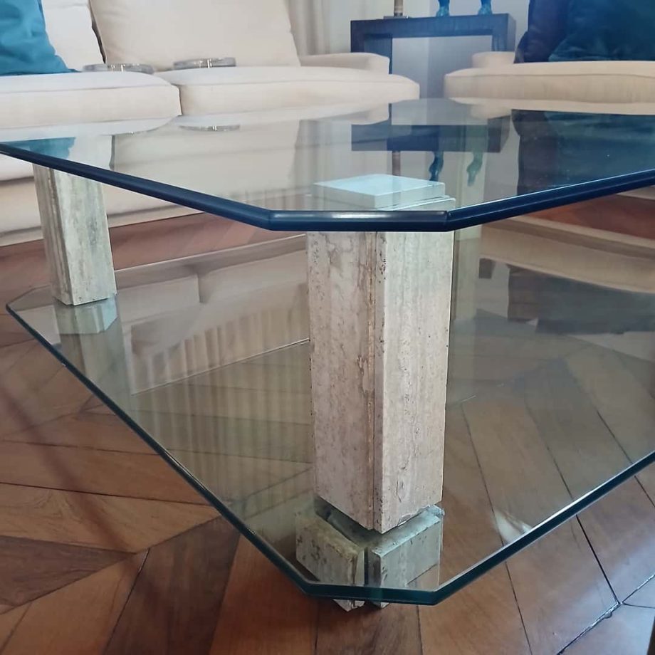 Mesa frente sofá tapa vítrea