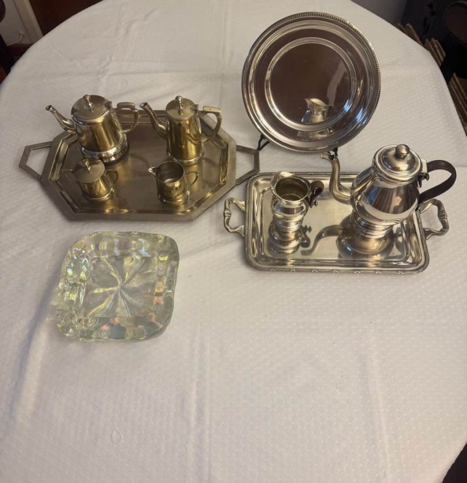 Lote de metal plateado + Cenicero
