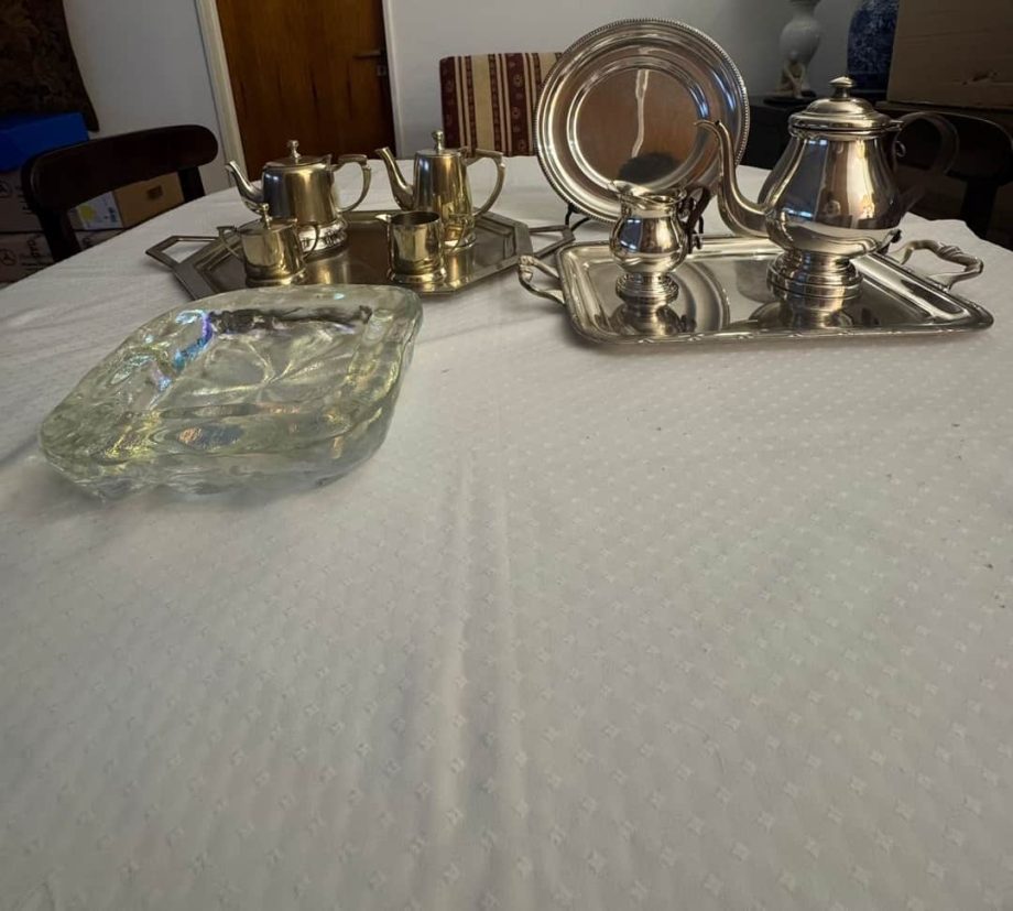 Lote de metal plateado + Cenicero