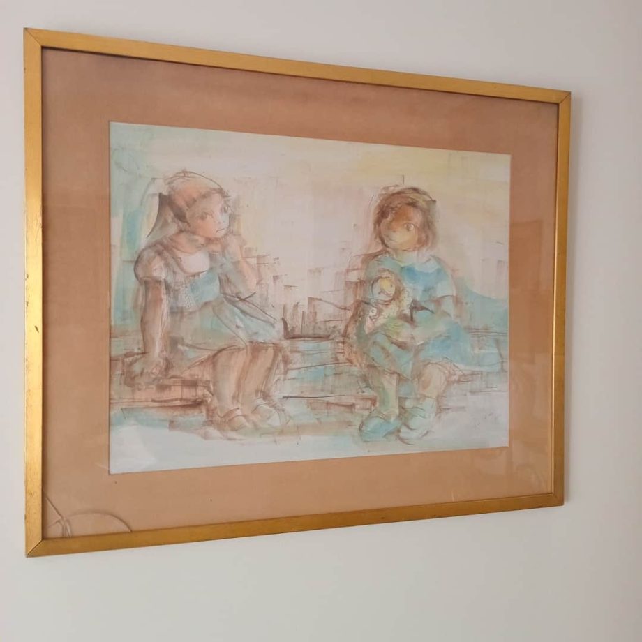 Acuarela "Niñas", Nelly Álvarez
