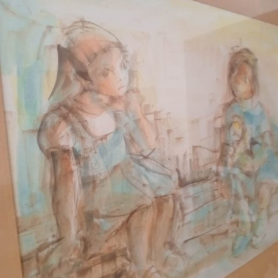 Acuarela "Niñas", Nelly Álvarez