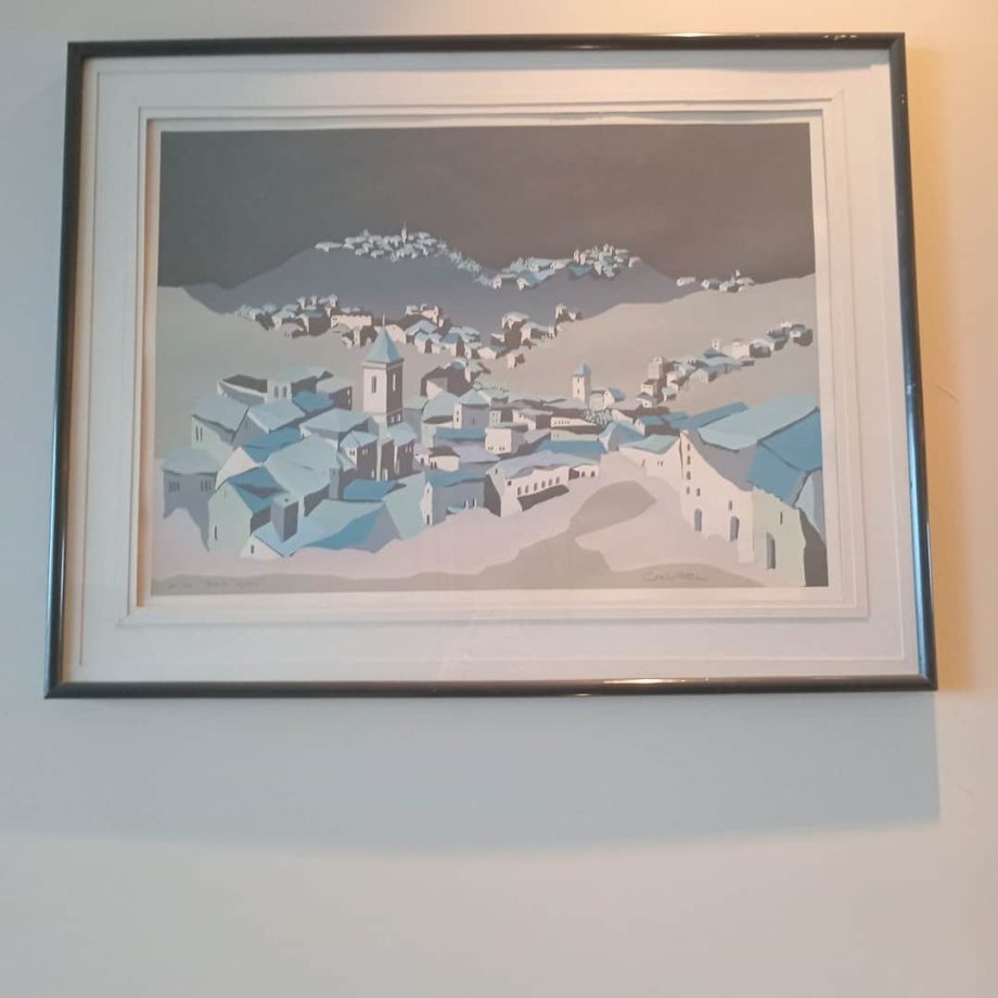 Cuadro decorativo "Montañas y casas"