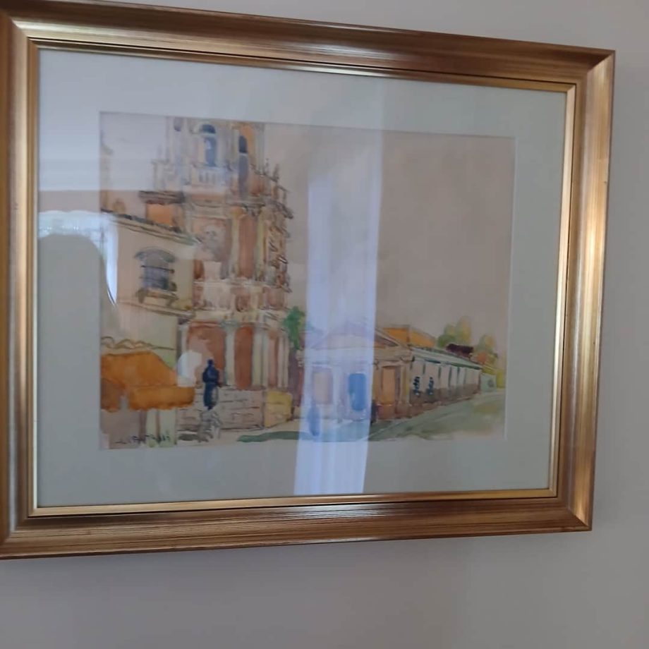 Acuarela "Paisaje urbano", Pautasi