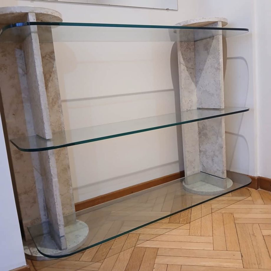 Consola mármol y vitrea
