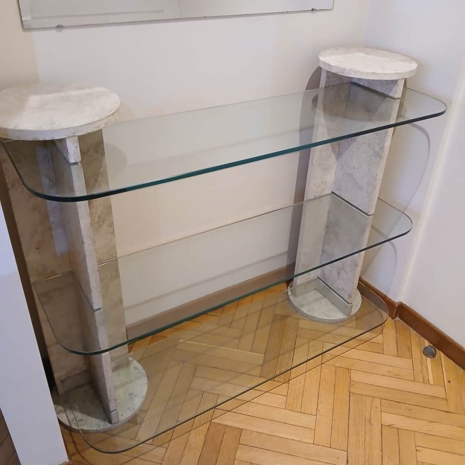 Consola mármol y vitrea