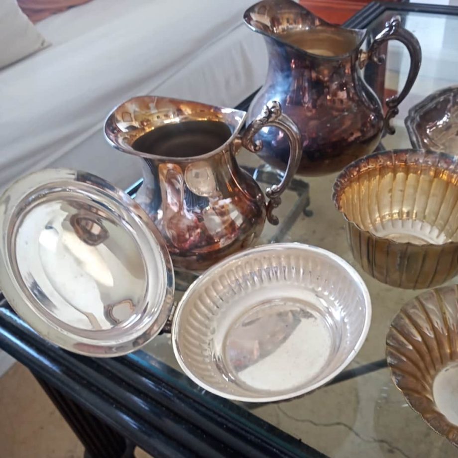 Lote de metal plateado, 8 piezas