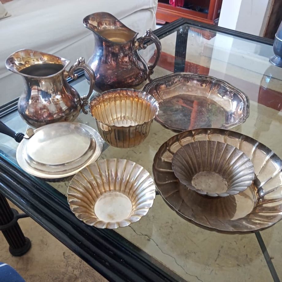 Lote de metal plateado, 8 piezas