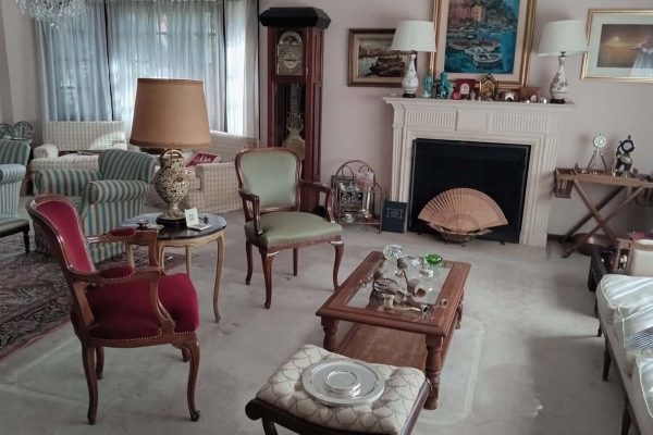 Sofá 3 cuerpos estilo Francés; par sillones 1 cuerpo flores; par sillones 1 cuerpo hojas; sillón tu y yo; sillón 1 cuerpo estilo Francés; sillón 2 cuerpos en mimbre; sillones 1 cuerpo estilo Francés; apoya pies; mesas auxiliares: pequeña tallada, nido símil caña y punteras bronce, tapa redonda estilo Francés con aplicaciones bronce, tapa rectangular pintada en verde, redonda fibra base en hierro...