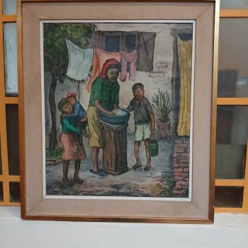 Óleo "Escena familiar", Barletta