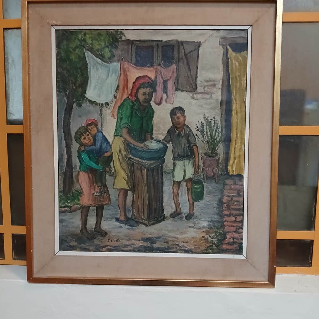 Óleo "Escena familiar", Barletta