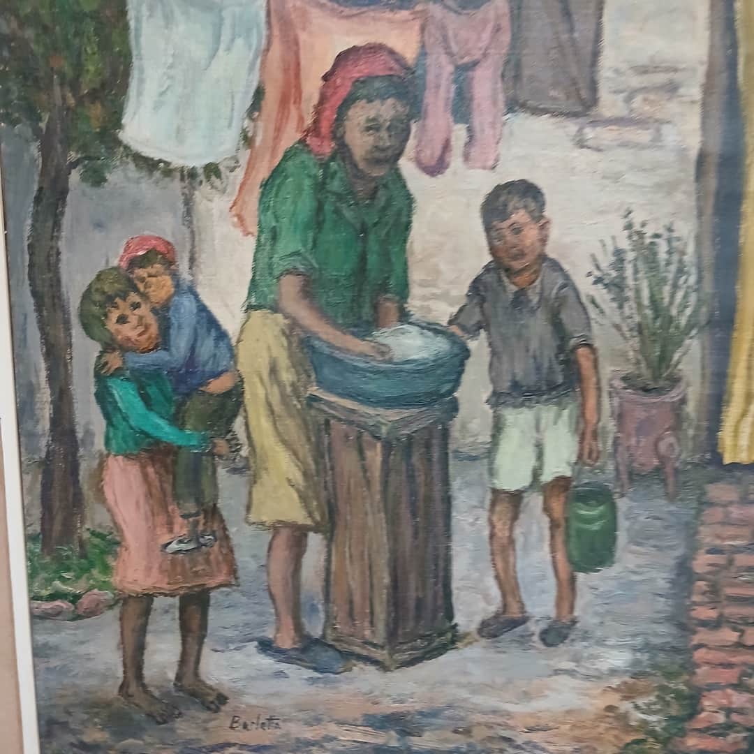 Óleo "Escena familiar", Barletta
