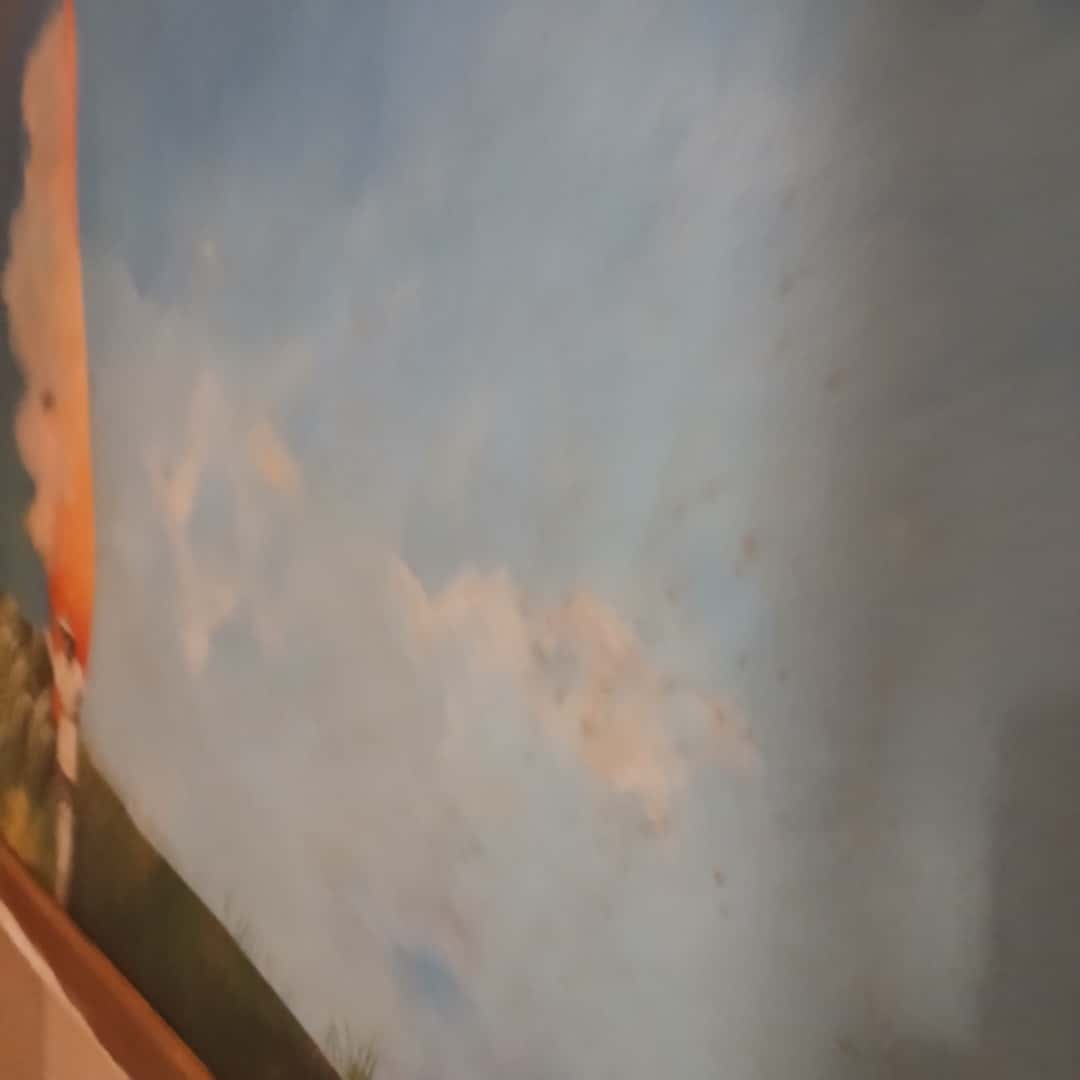 Óleo “Paisaje cielo y campesina”