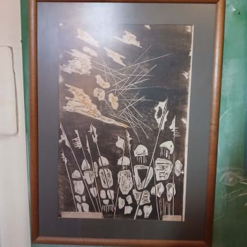 Grabado xilografía “Abstracto”, Licenciato Aneñio