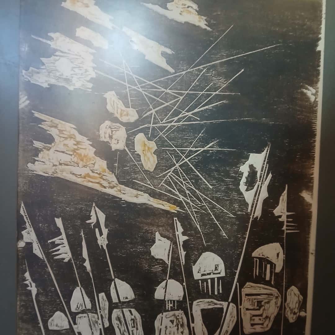Grabado xilografía “Abstracto”, Licenciato Aneñio