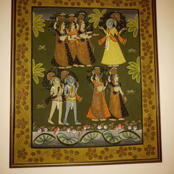 Pintura batik sobre tela "Mujeres con cántaros"