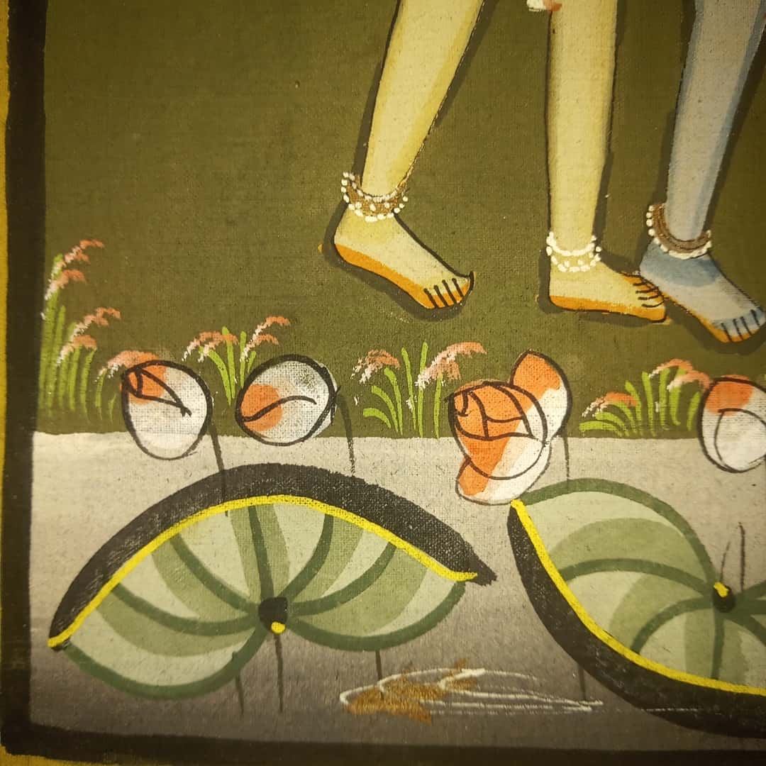 Pintura batik sobre tela "Mujeres con cántaros"