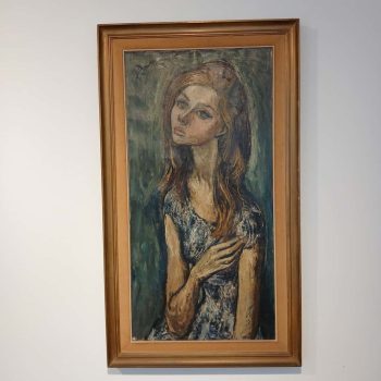 Óleo "Cristina con vestido floreado", Bruzzone