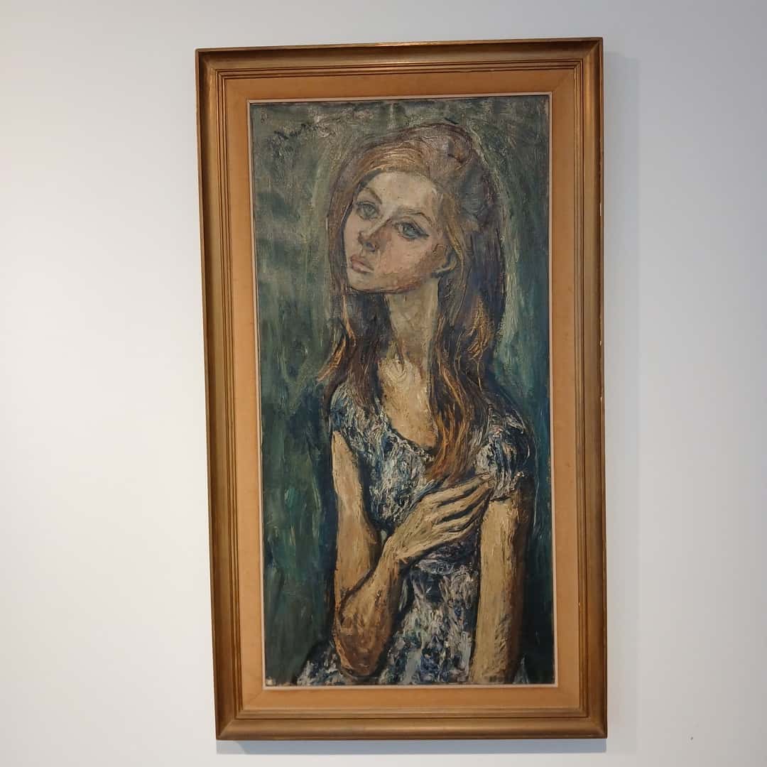 Óleo "Cristina con vestido floreado", Bruzzone