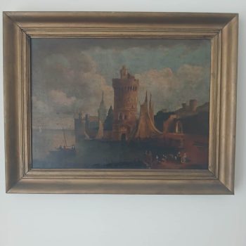 Óleo "Paisaje con castillo"