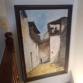 Óleo "Calle con mujer"