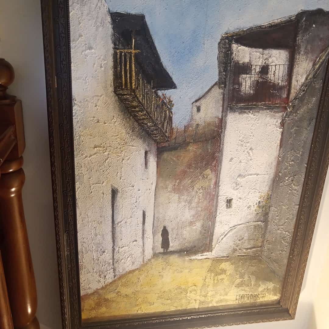 Óleo "Calle con mujer"