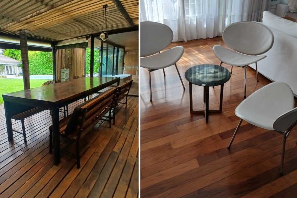 3 Sillones en diseño blanco en eco cuero; silla Gamer Techni; mesa costado de sofá patas madera; consola 2 planos en hierro tapa vítrea; comedor: mesa en madera con 10 sillas con funda blanca; mueble 2 puertas diseño; escritorio; par de sillones 1 cuerpo giratorio de diseño; sillón de oficina; perchero diseño; pizarra grande negra, varias cajas organizadoras; cama 1 plaza con escalera y espacio de guardado; cama 1 plaza con cama carro en madera; respaldo de cama; placard con espejo incluido en melamina blanco-Adornos; objeto decorativo mapamundi en chapa dorada...